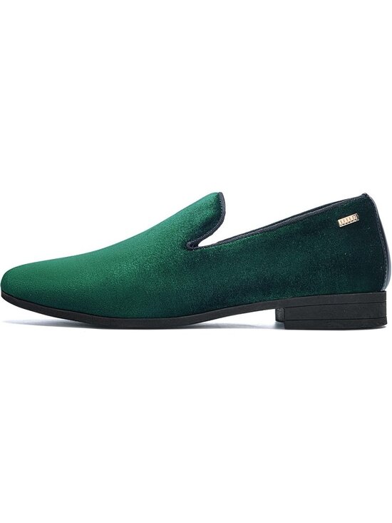 UUBARIS Men\'s Green West Velvet Loafers Slip On Tuxedo Fashion Style Shoes main image 4